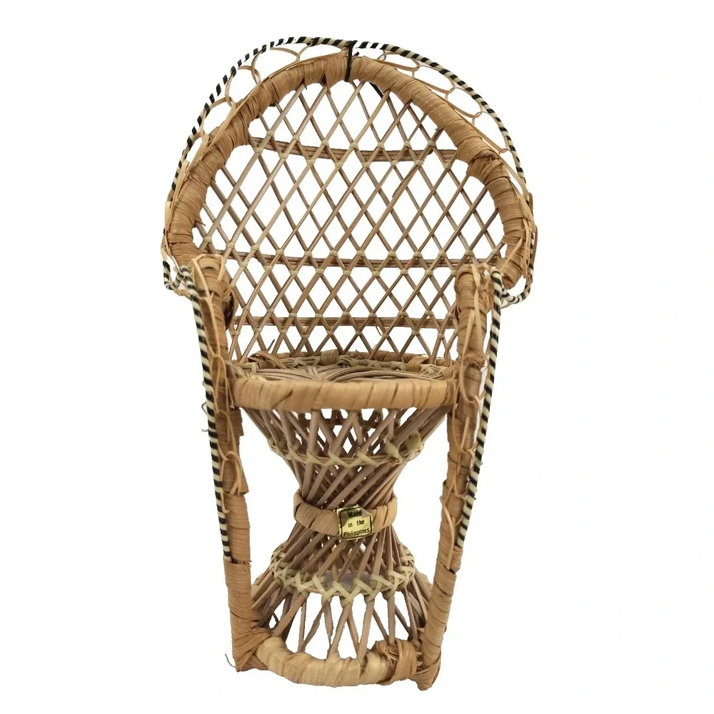 Vintage Wicker Peacock Fan Back‎ Rattan Chair 9